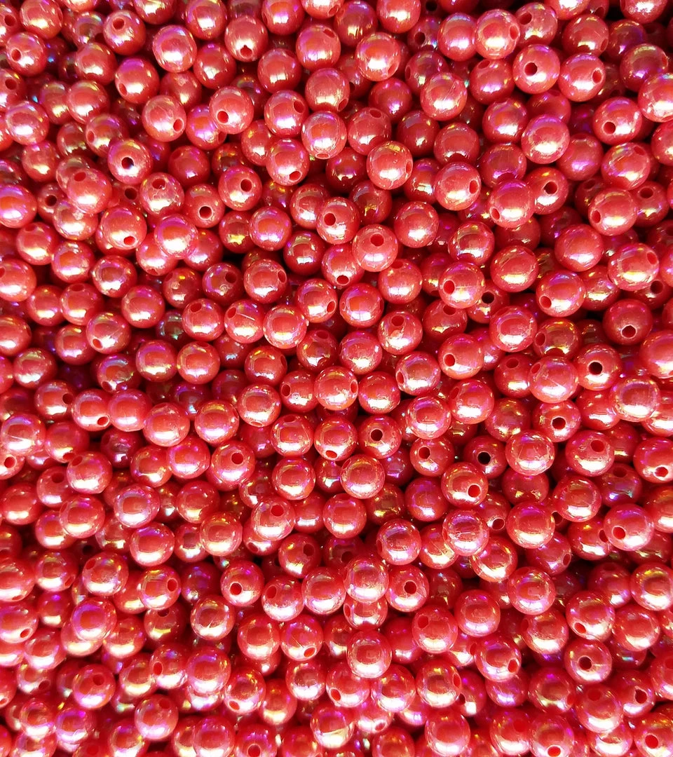 Big Eye Spinnerbaits AB77-Pearl Red Beads 6 Mm Beads 3 Big Eye Spinnerbaits AB77-Pearl Red Beads 6 Mm Beads