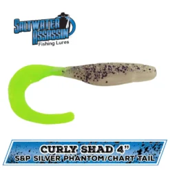 Pitman Creek Bass Lures Salt Water Silver Phantom/Chart Tail Curly Shad