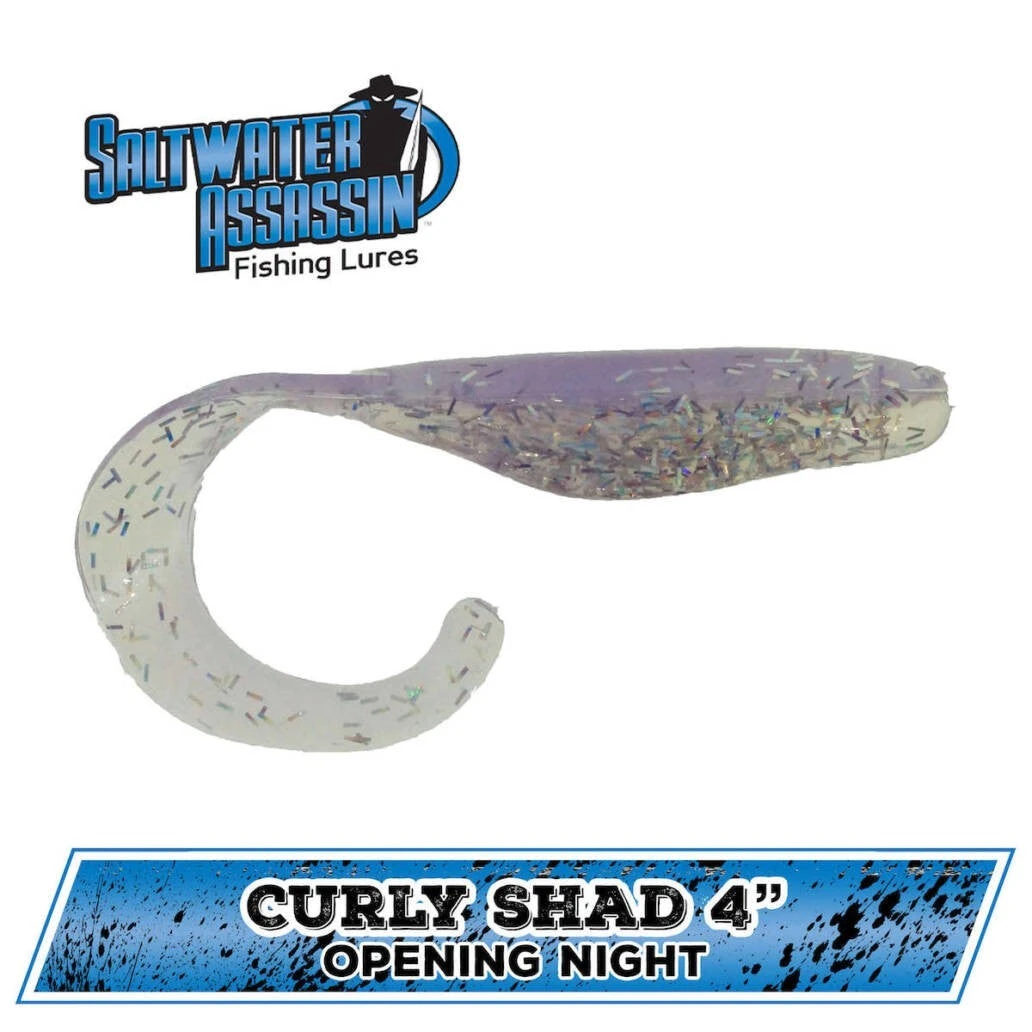 Pitman Creek Salt Water Open Night Curly Shad Bass Lures 3 Pitman Creek Salt Water Open Night Curly Shad Bass Lures