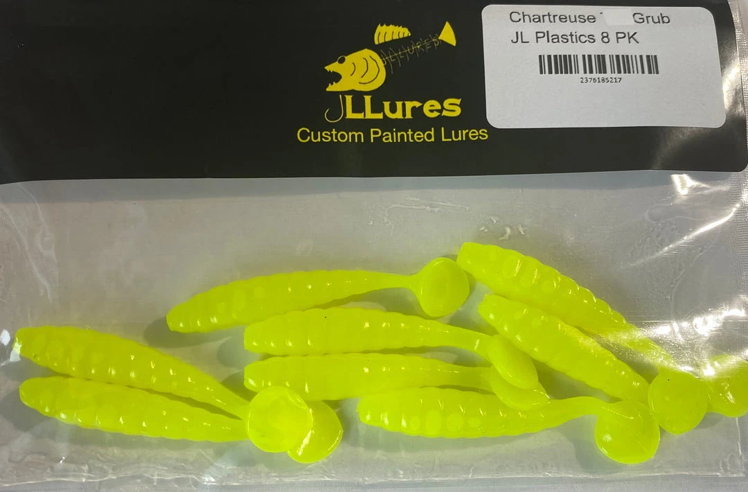 JL Lures Soft Baits Chartreuse Grub JL Plastics 3 JL Lures Soft Baits Chartreuse Grub JL Plastics