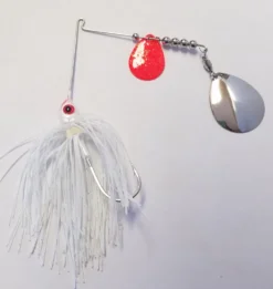 Big Eye Spinnerbaits White W/Red & Silver Bass Spinnerbaits Bass Lures