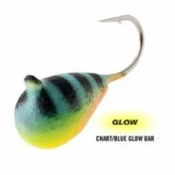 Big Eye Spinnerbaits Ice Fishing Char/Blue Glow The Drop Tungsten Jig