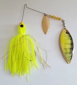 Big Eye Spinnerbaits Chartreuse/Gold Real Image Blades