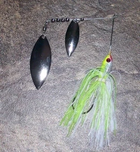 Big Eye Spinnerbaits 1/4 Oz Chartreuse-White/Silver BSS 3 Big Eye Spinnerbaits 1/4 Oz Chartreuse-White/Silver BSS
