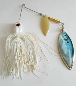 Big Eye Spinnerbaits White/Gold Real Image Blades